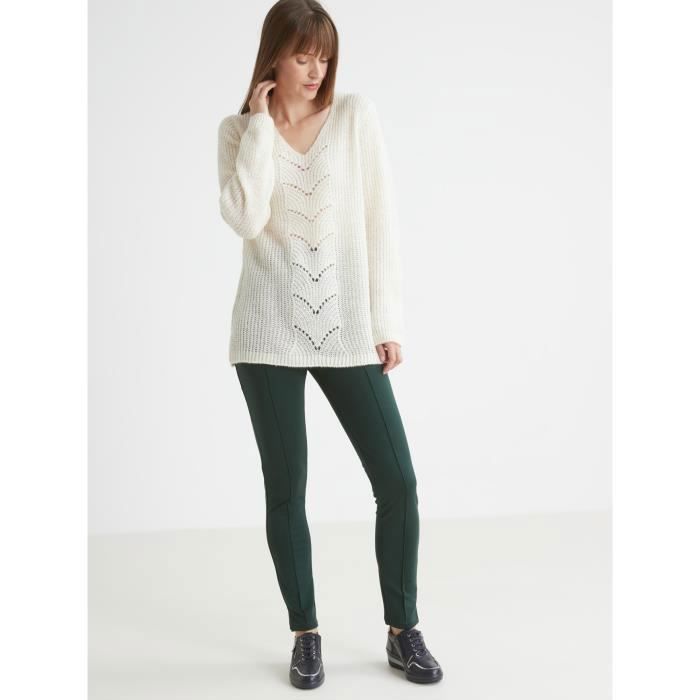 BALSAMIK by Daxon Pull tunique maille fantaisie Ecru Achat