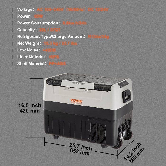 Réfrigérateur Portable VEVOR 35L Double Zone - Pour Voiture Et Camping - Compresseur - Neuf