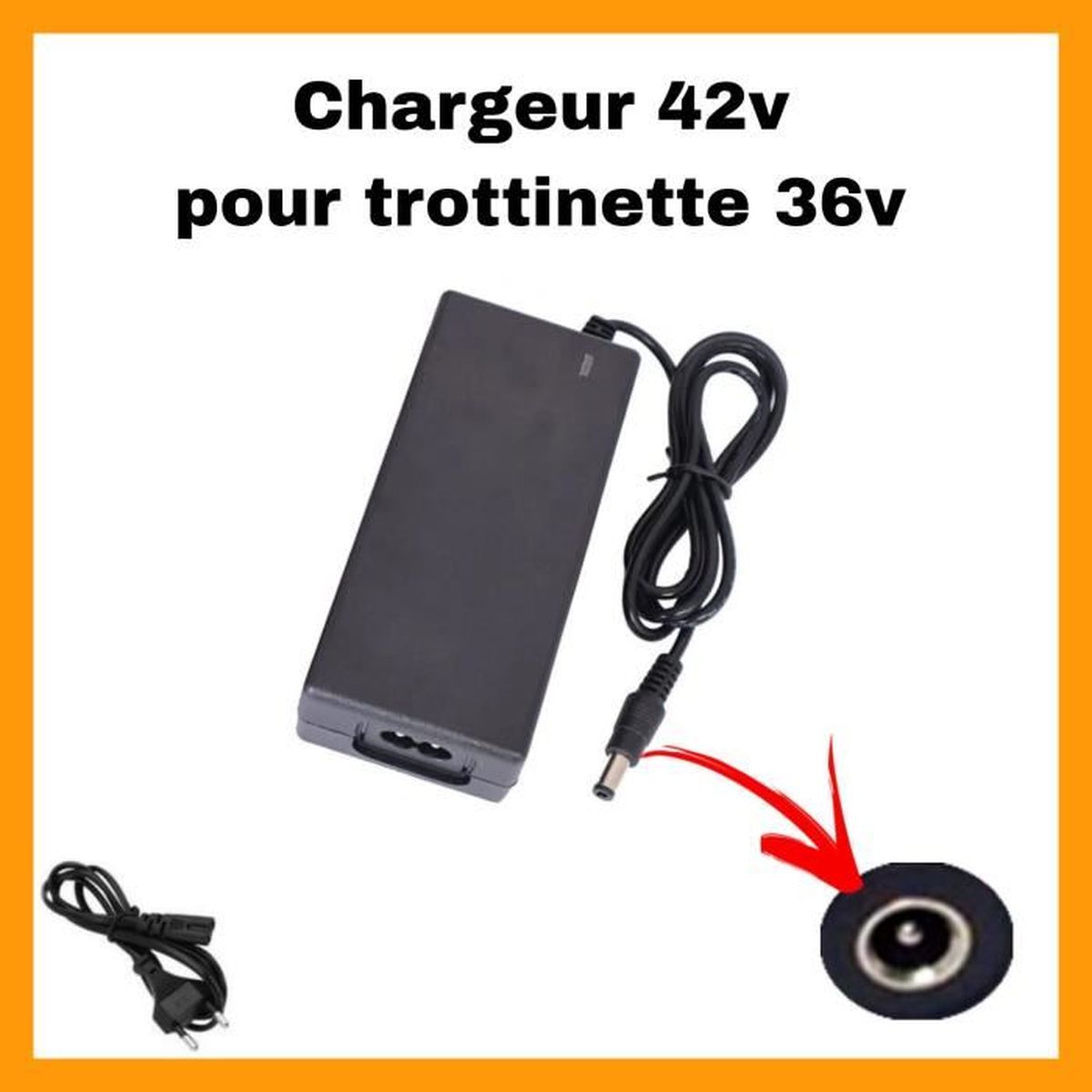 Chargeur trottinette électrique 42v pour trottinette possédant une ...