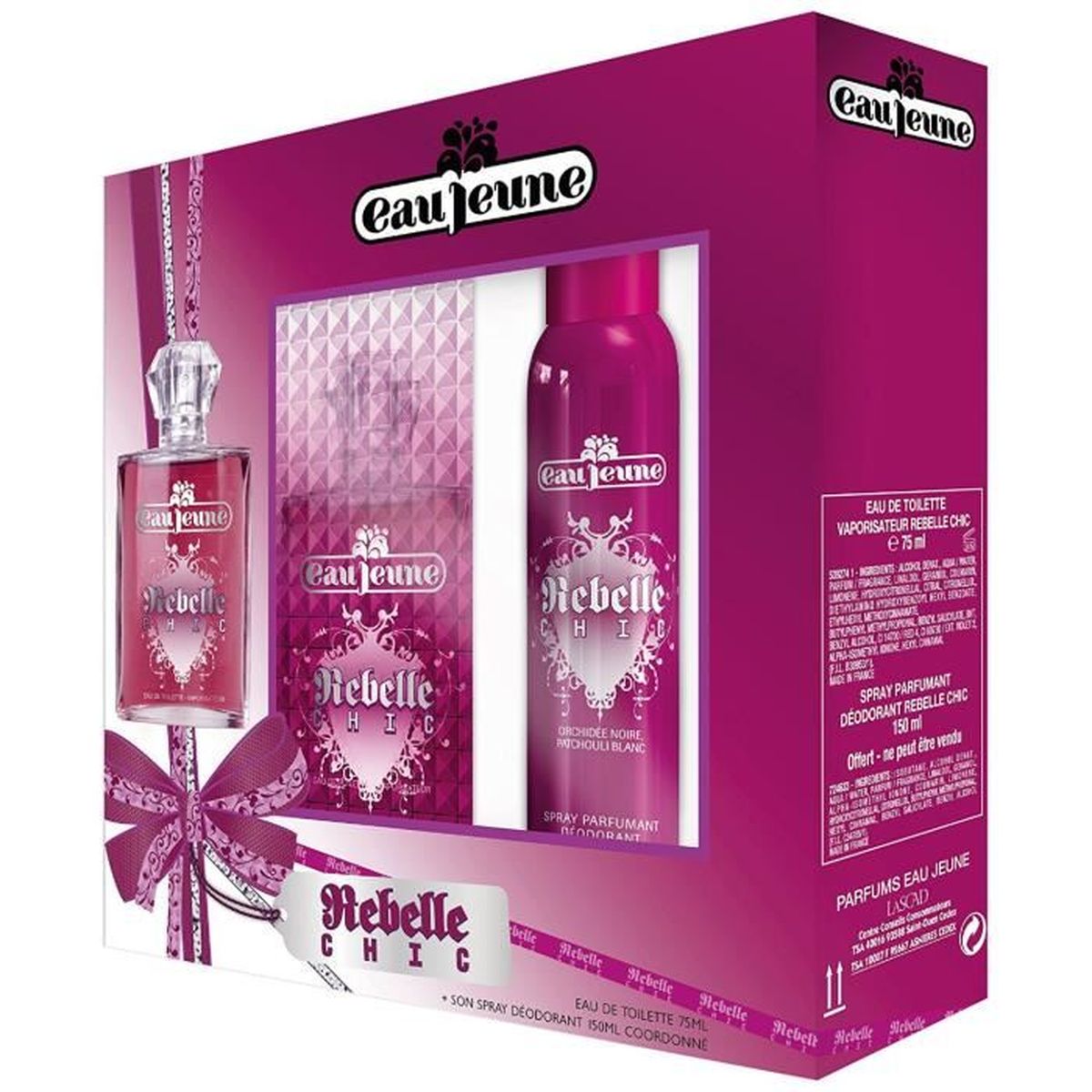EAU JEUNE Coffret Rebelle Chic, Eau de Toilette 75 ml + Déodorant 150