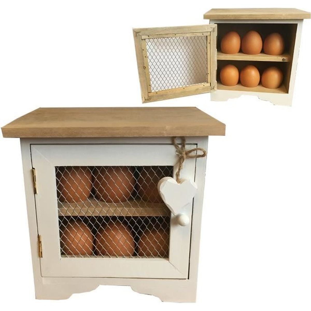 Boite Cave rangement à Oeufs design Vintage, En bois Pour 12 Oeufs