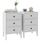 Lot de 2 tables de chevet HOMCOM tables d'appoint, 3 tiroirs pour chambre en bois dim. 40L x 30l x 64H cm blanc
