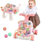 PIMPIMSKY Trotteur Bébé Chariot de MarcheJouet à pousser Marcheur d'activité pour bébé Cadeau pour garçons et filles de 1 à 3 ans，rose