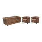 VENTE-UNIQUE Canapé 3 places et 2 fauteuils CHESTERFIELD en microfibre aspect cuir vieilli