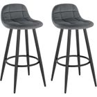 WOLTU Lot de 2 Tabourets de Bar Modernes, Chaise de Cuisine Haute en Velours et Métal, Hauteur d'Assise 70cm, Gris Foncé BH364dgr-2
