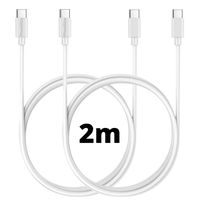 Cable USB-C USB-C Blanc 2m pour Samsung Galaxy A05 / A05S / A15 4G / A15 5G / A25 5G / A35 5G / S23 FE [LOT 2] Phonillico®