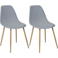 Lot de 2 chaises style scandinave Ava pieds métal imitation chêne Atmosphera - Gris