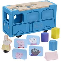 Trieur d'autobus en bois Peppa Pig - CHARACTER OPTIONS - Jouet 2 en 1 avec blocs et figurine de Mme Lapin - Bleu