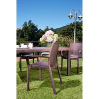 Dmora - Chaise d’extérieur Torino, Siège de jardin, Chaise pour table à manger effet rotin, 54x60h82 cm, Marron