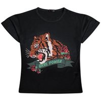 Enfants Filles Noir T Shirts Grrl Power Imprimé T-Shirt Toucher Doux Réservoir d'été Top & Tees Âge 5-13 Ans
