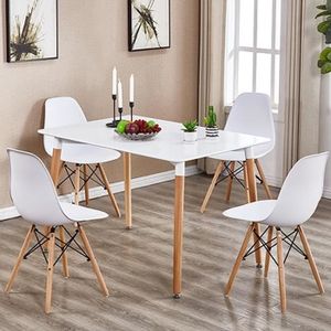 TABLE À MANGER COMPLÈTE Ensemble Table à manger + 4 chaises - Laqué blanc 