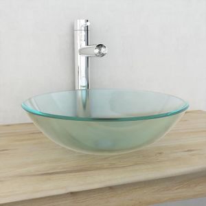 Lavabo En Verre Pour Salle De Bain Vidaxl Lavabo Verre Trempe 42 Cm Givre Achat Vente Lavabo Vasque Vidaxl Lavabo Verre Trempe 42 Cdiscount