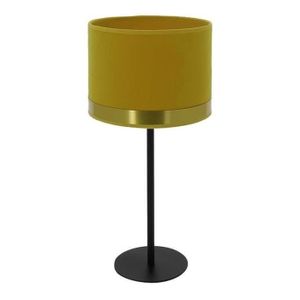 LAMPE A POSER ART DECO-Lampe à poser Velours/Laiton/Métal H40cm Jaune Laiton Metropolight H 40cm / Ø 19cm