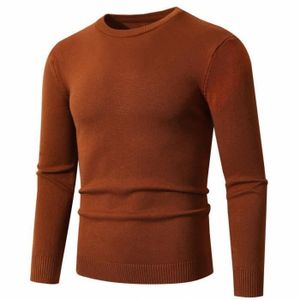 LUVCES Pull Rayé Homme Manche Longue col Ras du Cou