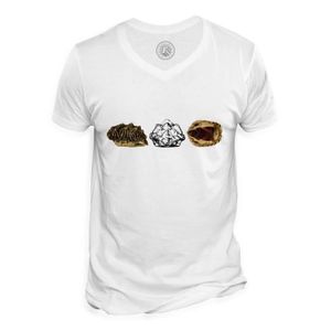 T-SHIRT T-shirt Homme Col V Carapace Tortue Minimaliste Biologie Illustration Ancienne