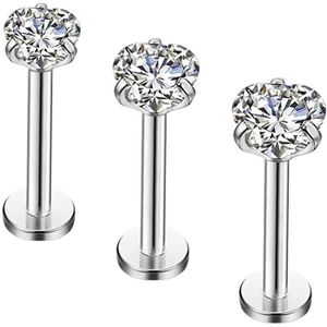 Piercing Labret Titane 16G Avec Zirconia - Helix Tragus Conque Lèvre - OUFER Body Piercing