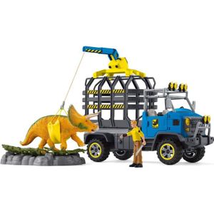 FIGURINE - PERSONNAGE Mission de transport Dino, coffret de 43 pièces avec figurine tricératops et camion de transport, jouets dinosaures pour enfants