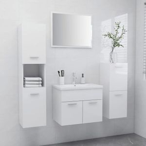 SALLE DE BAIN COMPLETE Ensemble de meubles de salle de bain - VIDAXL - Blanc brillant - 1 évier - 5 compartiments - Design contemporain