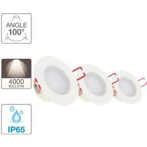 Spot salle de bain IP65 7W LED blanc carré diamètre perçage 75 mm