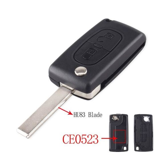 Coque Clé Voiture Pliable Peugeot 207 308 407 Citroën C3 C4 - 2 Ou 3 Boutons HU83 523