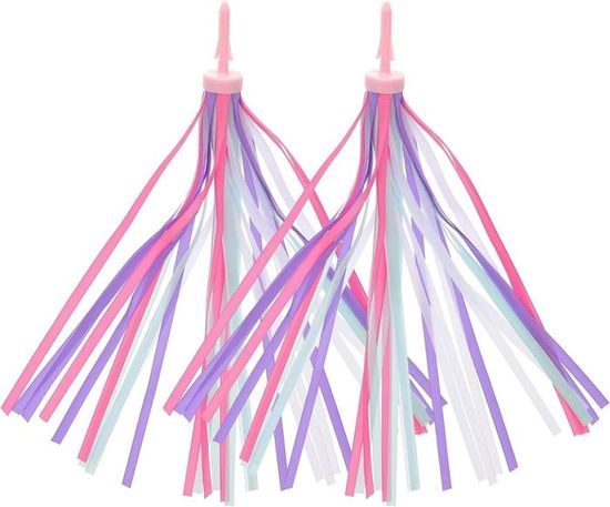 Rubans De Guidon Vélo Enfant - 2 Banderoles à Pompons Colorés Pour Vélo Fille Et Scooter - Accessoire Déco Fun