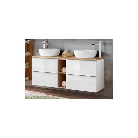 Ensembles salle de bain - Ensemble meuble vasque + Armoire miroir + Grande  armoire - 80 cm - Capri White Beige - Cdiscount Maison