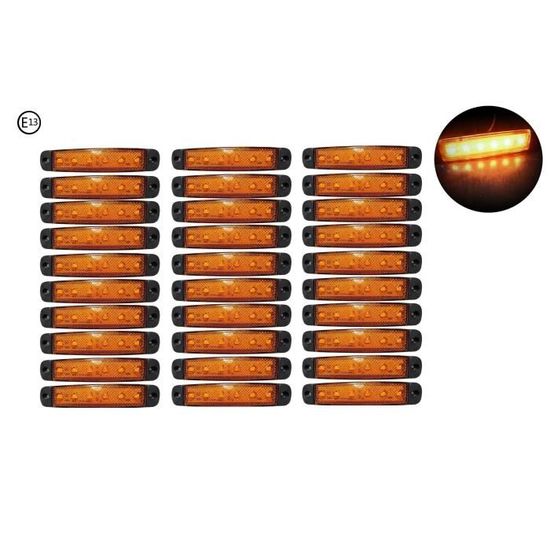 Krtopo 30x Feux Gabarit LED Remorque 12/24V – Rouge/Jaune/Blanc – Super Lumineux IP65