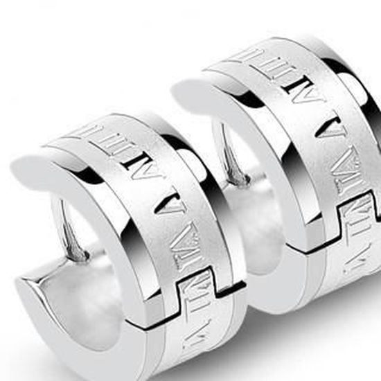Phebus Homme - Boucles D'Oreilles Creoles Acier Et Carb.Noir-Diamants M.0,9Cm - CD'Or