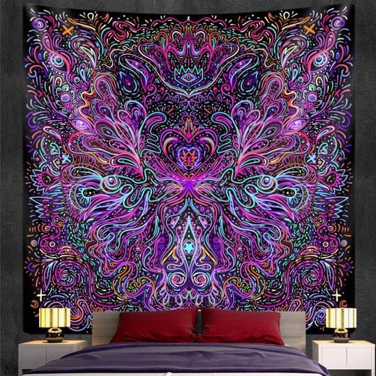 Tapisserie murale Boho à fleurs indiennes, Mandala, Hippie, décoration