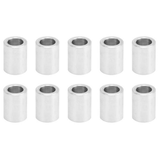 Entretoises Rondes Aluminium 10 Pièces - Diamètre Intérieur 8mm, Extérieur 10mm - Longueur 12mm