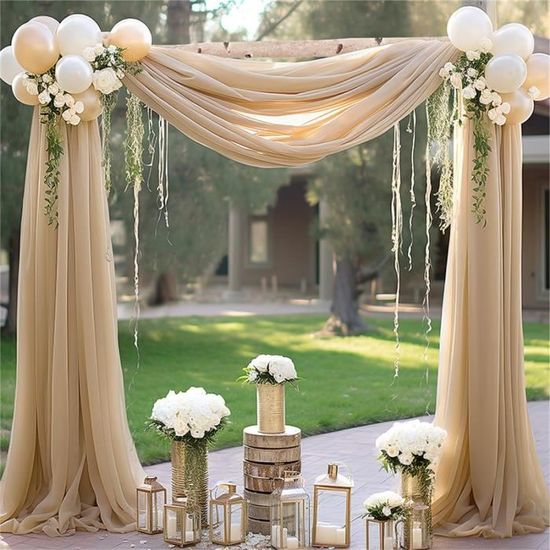 Rideau En Arc De Mariage 75x600cm Mousseline Tulle Rose - Rideau Décoration Arc Cérémonie