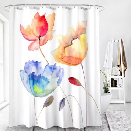 SDOTPMT Rideau De Douche Lotus & Libellule 90x183cm – Zen Floral Étanché, Spa Méditation, Avec Crochets