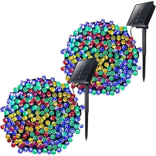Guirlande Lumineuse Exterieur Solaire, [Lot de 2] 24M 240LED Guirlande Solaire 8 Modes Fil de Cuivre Étanche Décoration Guirlande Lumineuse pour Jardin, Mariage, Fête, Terrasse, Chambre, Balcon