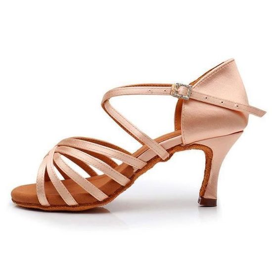 Chaussures De Danse Latine Noires à Talons Hauts En Satin Pour Femmes, Chaussures De Danse