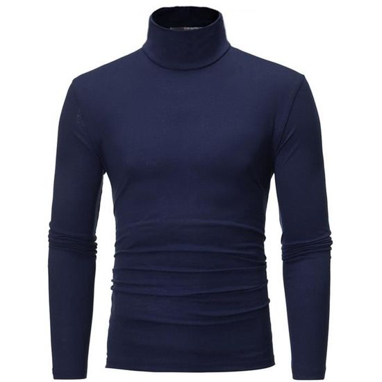 T-shirt Thermique Homme Col Roulé - Sous-vêtement Chaud Hiver - Polyester Respirant - Tailles M à 3XL