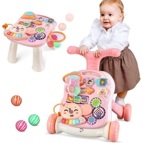 Trotteur Bébé 4 En 1 EULEUY - Avec Plateau Repas Et Rangement - Hauteur Et Vitesse Réglables - Pour Enfants à Partir De 1 An - 8