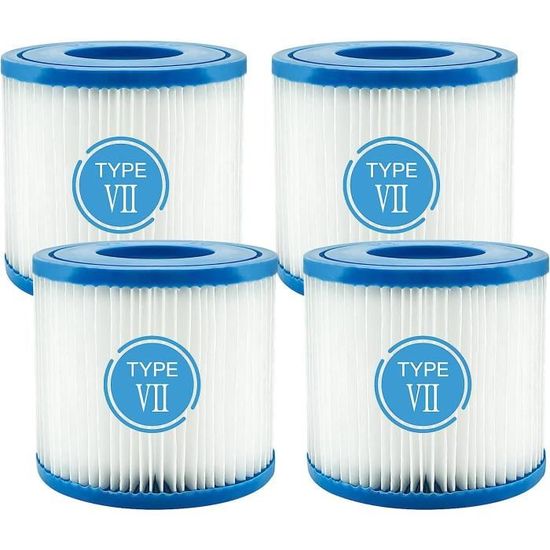 Lot De 4 Filtres Pour Piscine Type D/VII - Compatible Summer Waves, Intex - Cartouche Lavable Et Réutilisable