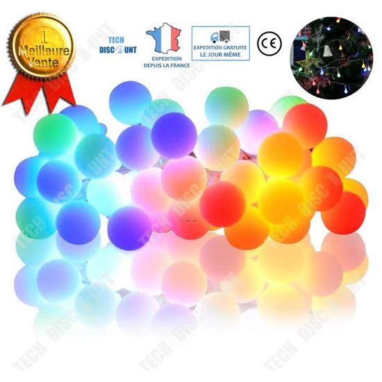 TD® guirlande multicolores lumineuse led boules interieur exterieur lampe anniversaire impermeable chambre enfant lanterne