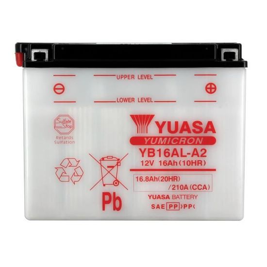 YUASA - Batterie Moto 12V Avec Entretien Sans Pack Acide Yb16Al-A2 / Yb16Ala2