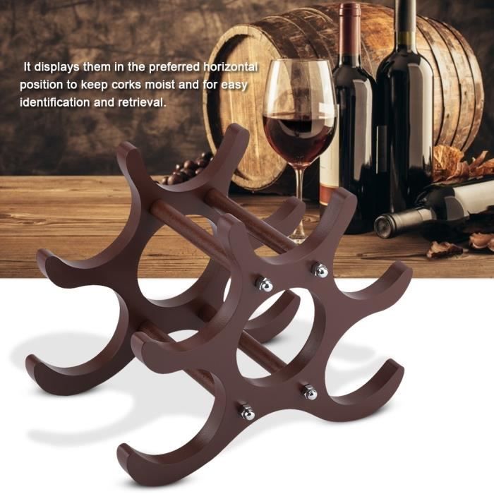 Porte-bouteilles en bois avec porte-bouteilles de vin rouge-XIE