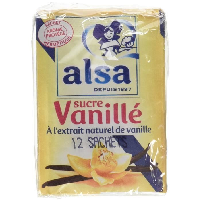 Alsa Sucre Vanille A Extrait Naturel de Vanille x12 Sachets 90g - Lot de 4
