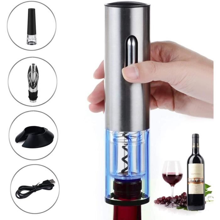 Ouvre Bouteille Électrique, Tire Bouchon Électrique Rechargeable 5 Pièces Décapsuleur à vin Ouvre Bouchon Automatique Avec Liège
