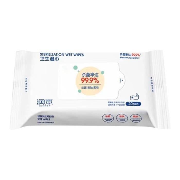 Lingette humide antibactérienne pour soins de santé des mains propres 20 lingettes / paquet