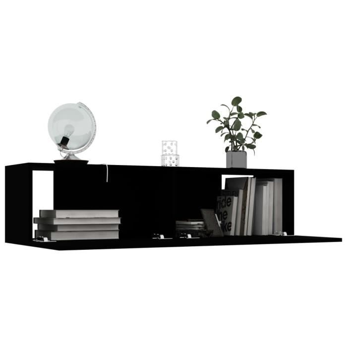 YUEYUE Meuble TV Noir Design Tendance 120x30x30 cm Aggloméré