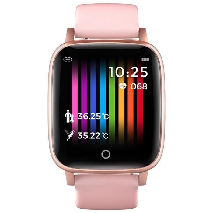 KARUNO-montre connectée de sport pour hommes femmes - Horloge mesure de la température du corps, moniteur de fréquenc - Pink -