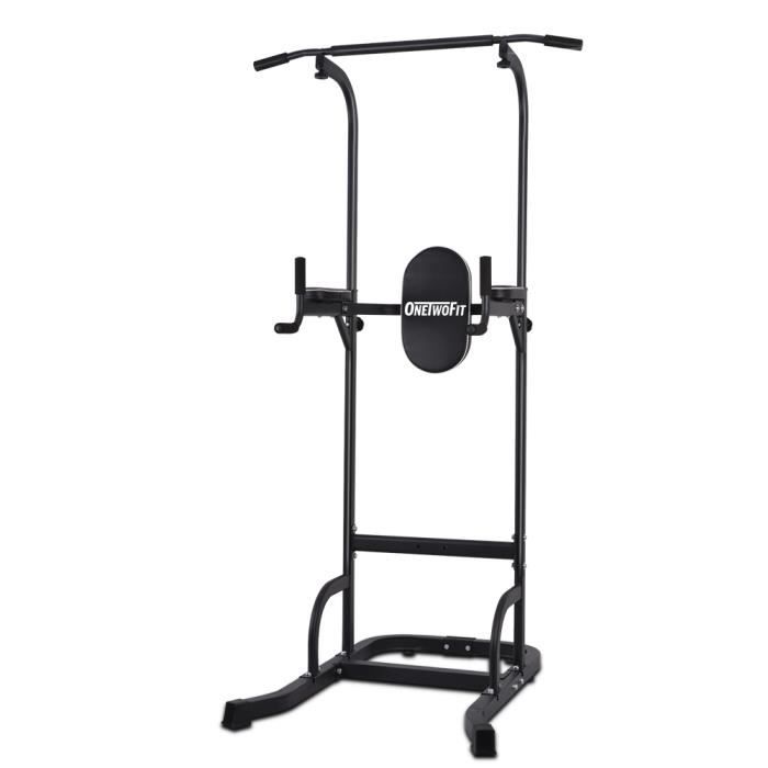 OneTwoFit Tour de Puissance Multi-fonctions Réglable en Hauteur Entrainement Fitness à la Maison Station de Barre de Traction OT061