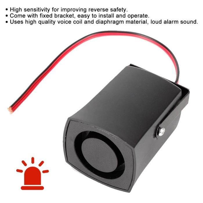 Buzzer de marche arrière Alarme de recul universelle pour voiture 12V 115db avertisseur sonore de klaxon de secours noir -CHT