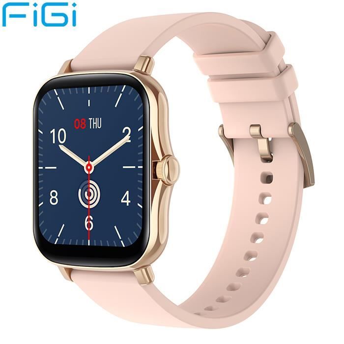 Montre Connectée FiGi Y20 Smartwatch 1,7- Écran IP67 Étanche Bluetooth 5.1 pour iPhone Samsung ou XIAOMI Or