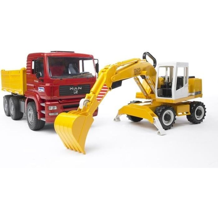 BRUDER - 144565 - Camion Benne + Pelleteuse MAN - 41,5 cm