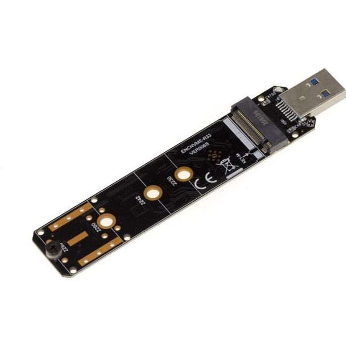 Adaptateur clé USB 3.0 Pour tous types de SSD M.2 NGFF : M2 type PCIe NVMe ET M2 type SATA